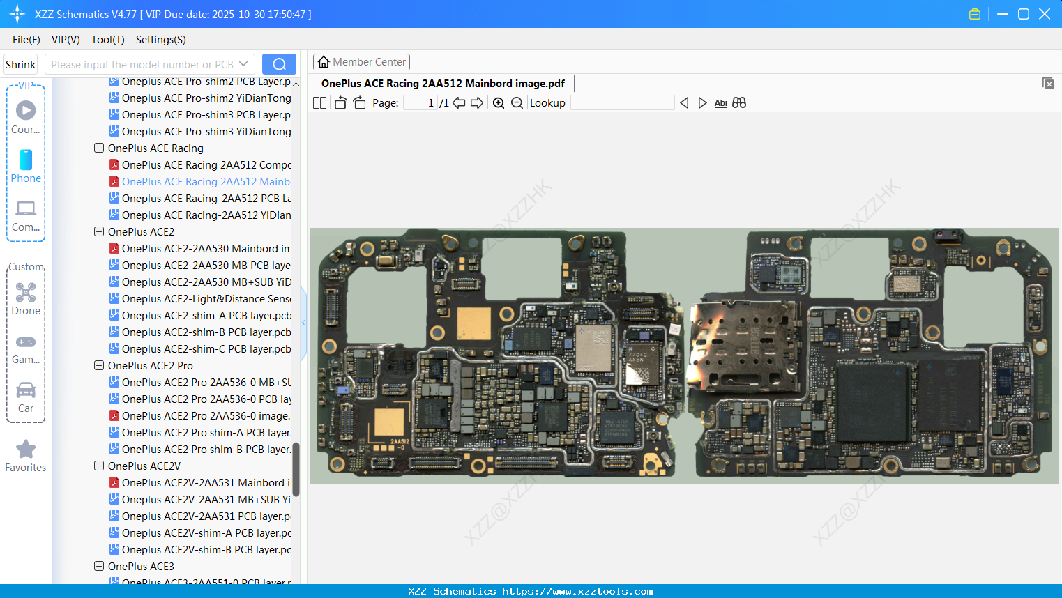 OnePlus ACE Racing 2AA512 Mainbord Image